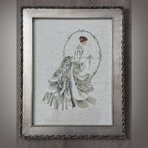 Vintage Cross Stitch in frame “The Bride” 1990 Marilyn Leavitt Imblum